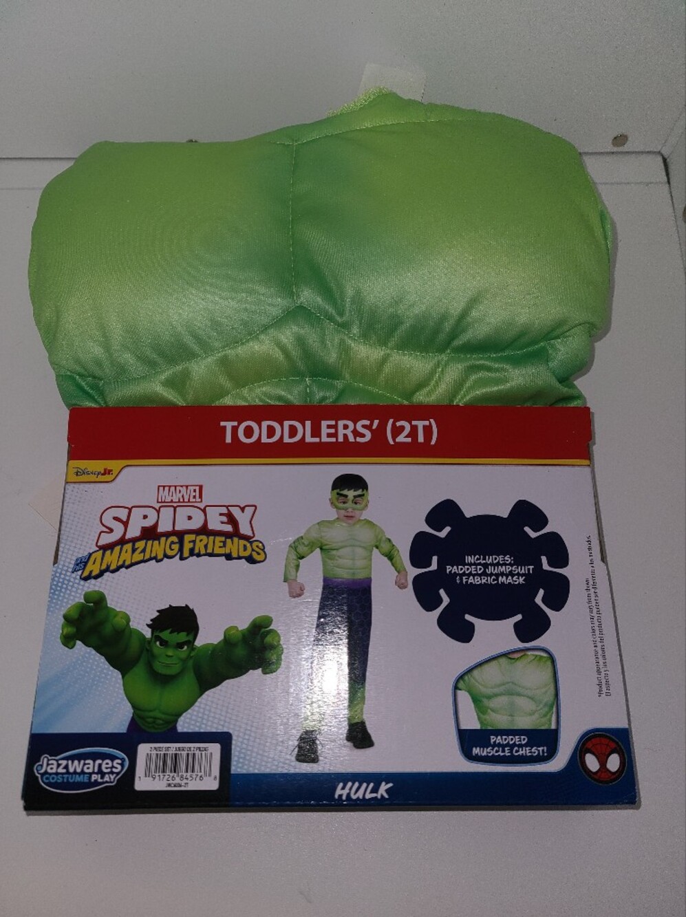 Marvel Hulk Toddler 2T Costume Padded Muscles - Bright Green Halloween